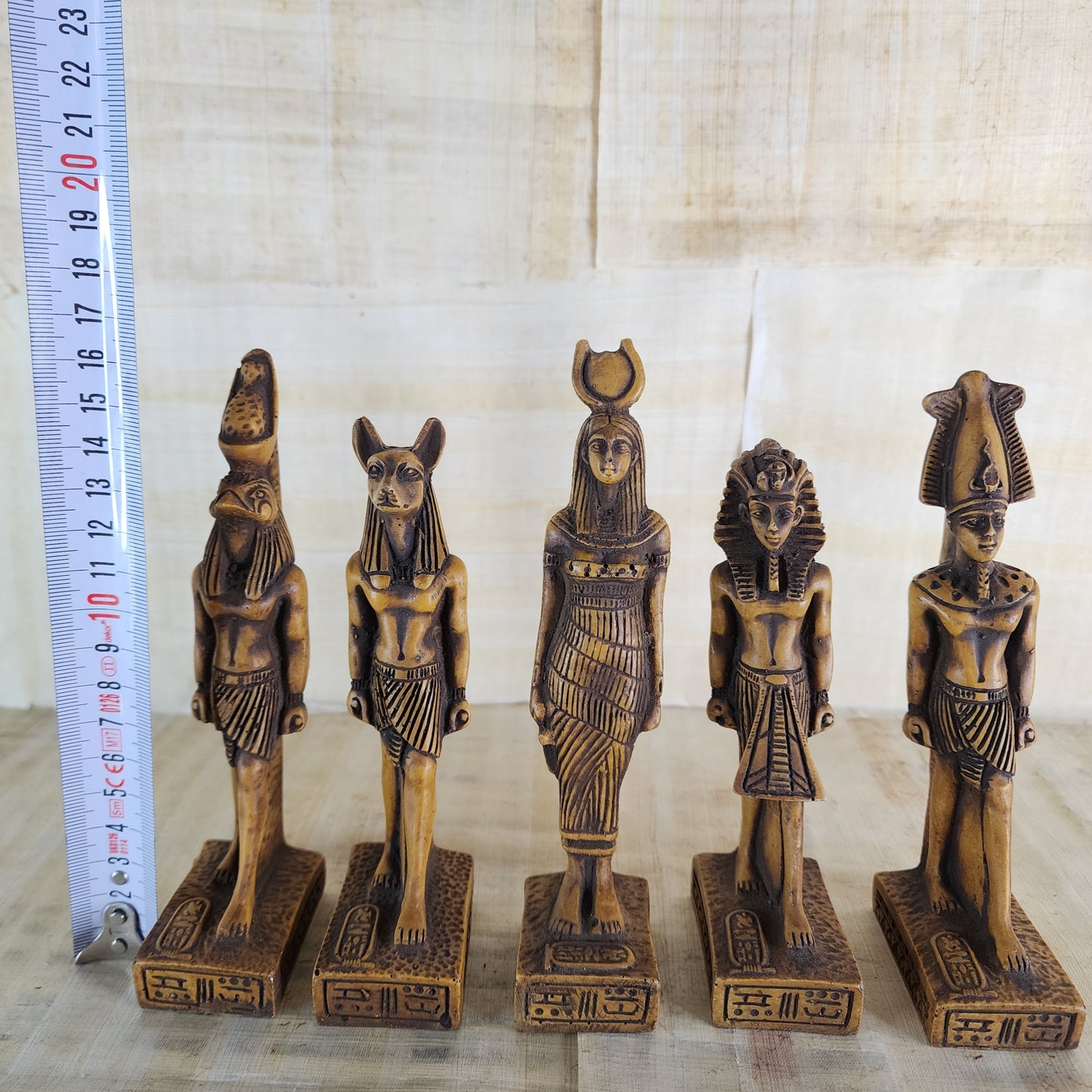 Set Of 5 Small Egyptian Goddess Isis/ Anubis/ Horus/ Osiris/ King Tut Statues