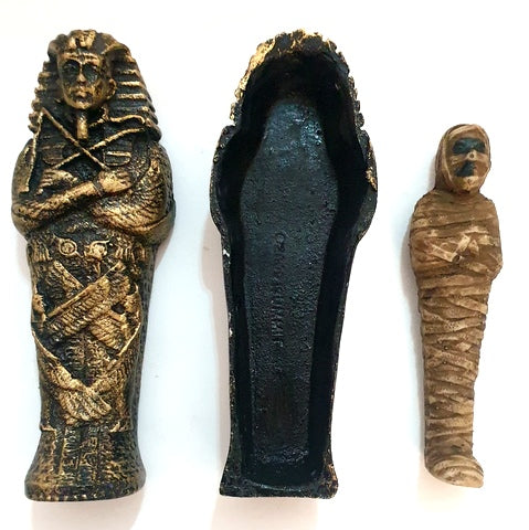 Ancient Egyptian King Tut Sarcophagi Coffin with Mummy Sarcophagus Statue