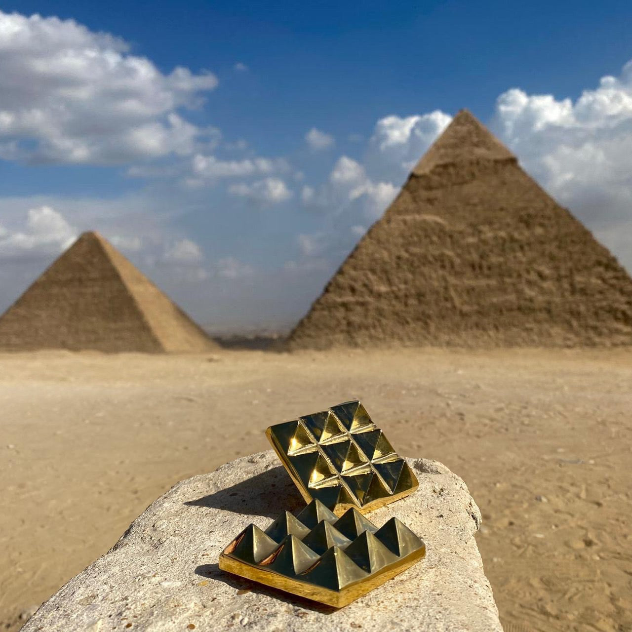 𓋹𓂀 Lot of 2 Copper Pyramid Chargers from Egypt 𓂀 Energized for Meditation, Wellness &amp; Charging 𓂀