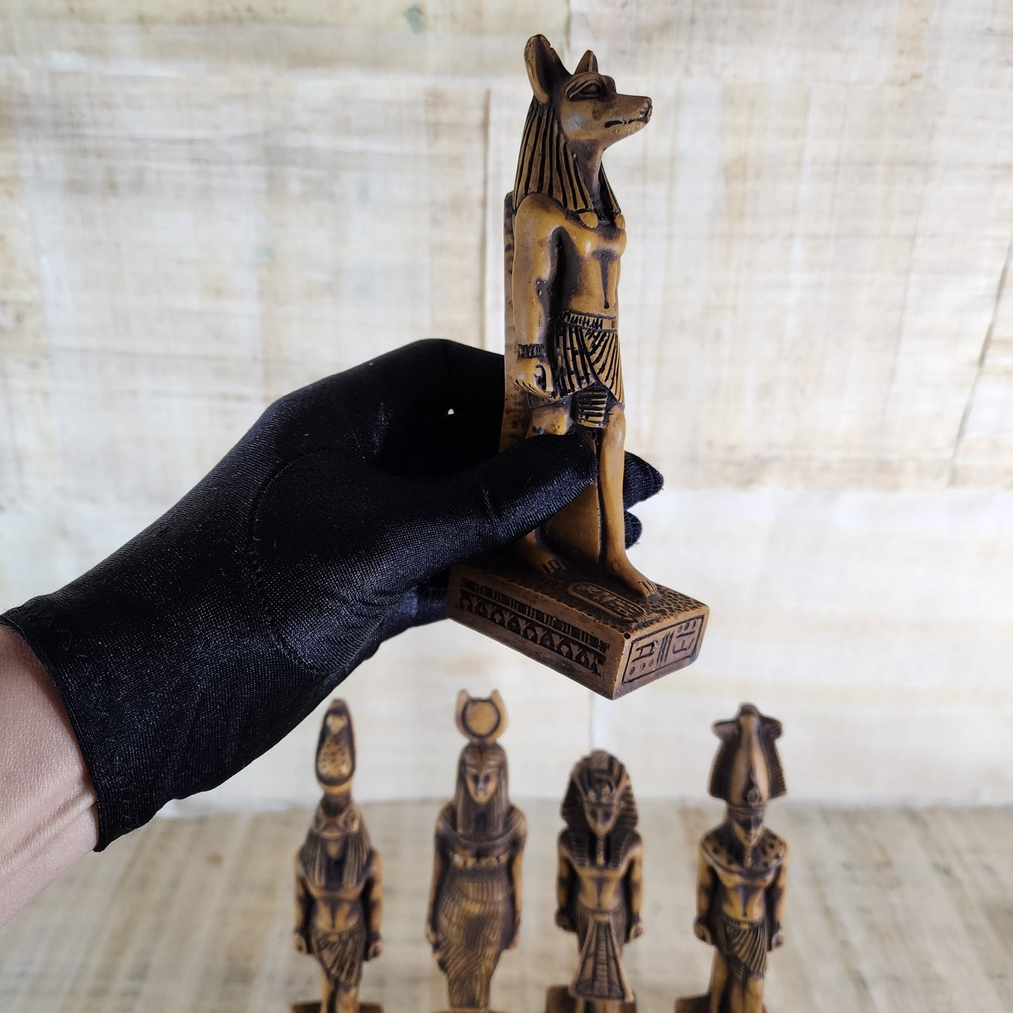 Set Of 5 Small Egyptian Goddess Isis/ Anubis/ Horus/ Osiris/ King Tut Statues