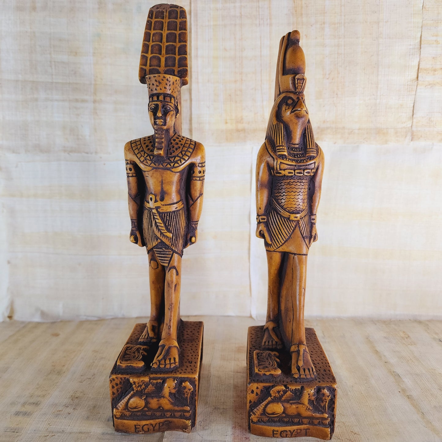 Set Of 2 Ancient Egyptian God Amun/ Horus Figurine Statue Egypt Healing Pharaohs