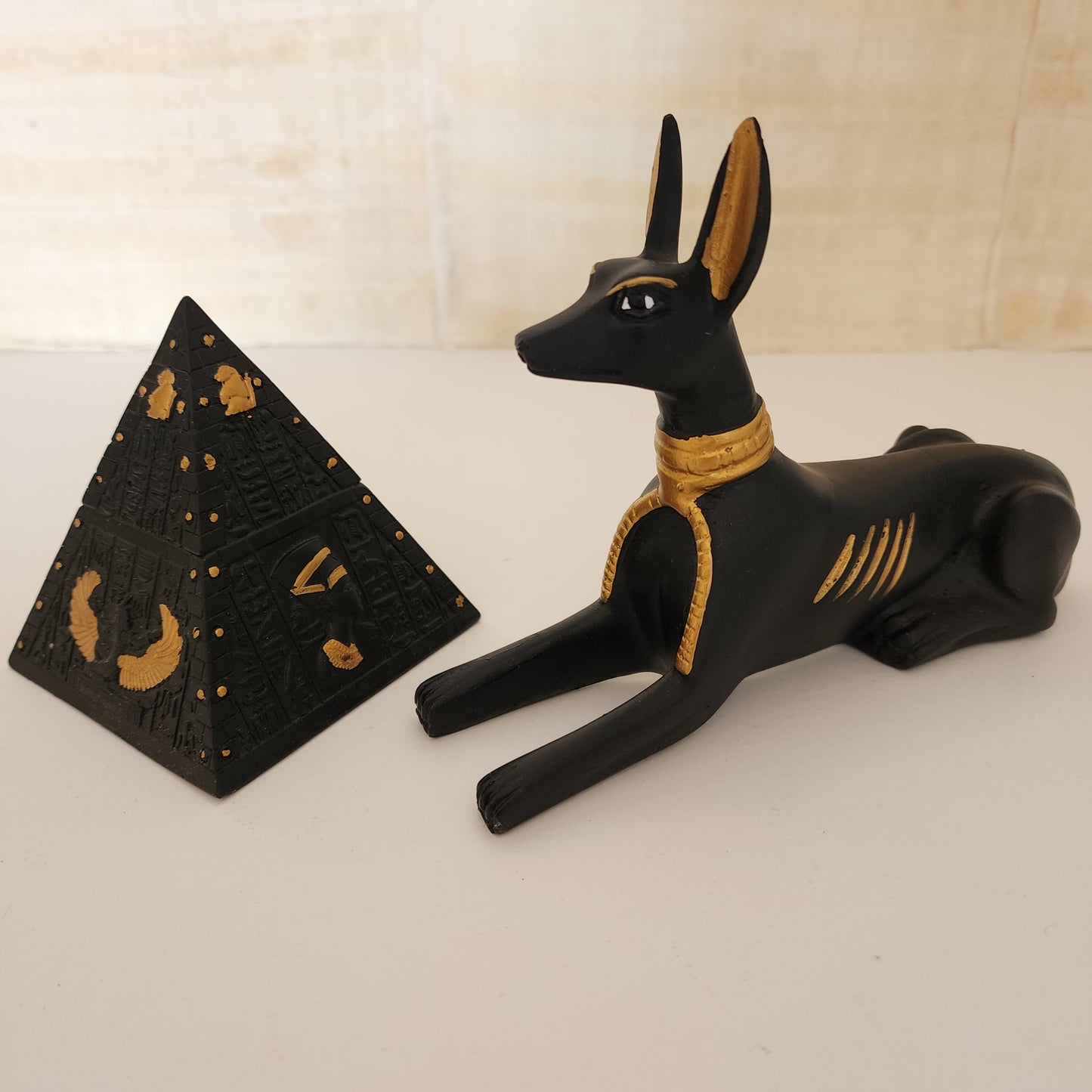 Egyptian Anubis Statue and Pyramid Figurine/ Protection/ Healing/ Manifestation