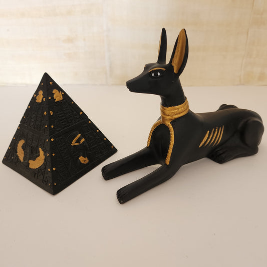 Egyptian Anubis Statue and Pyramid Figurine/ Protection/ Healing/ Manifestation