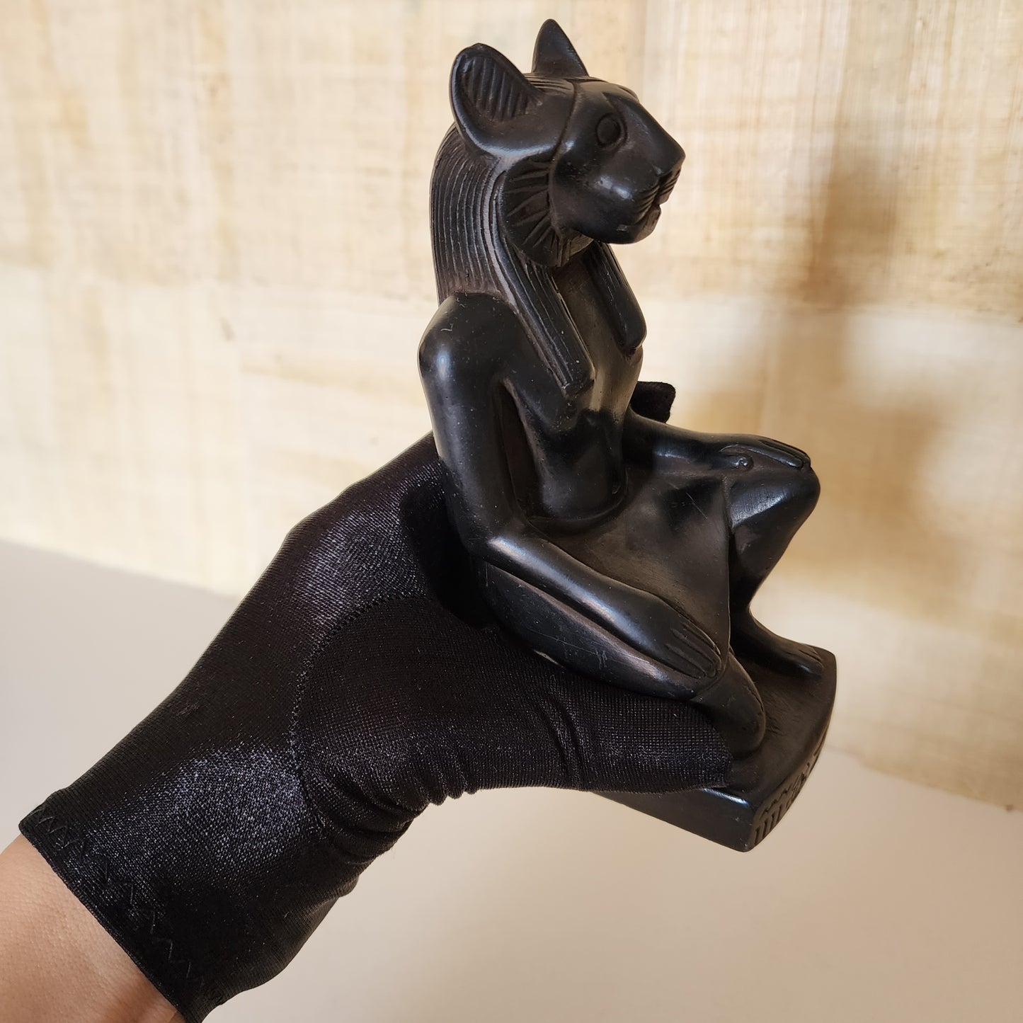 Sekhmet Goddess Statue & Scarab Beetle Hieroglyphics Egypt Figurine Healing Luck