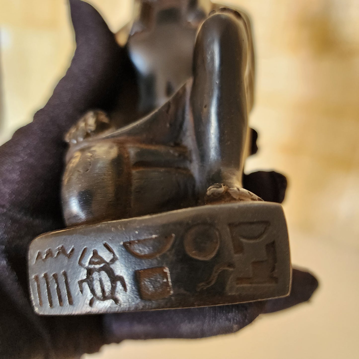 Sekhmet Goddess Statue & Scarab Beetle Hieroglyphics Egypt Figurine Healing Luck