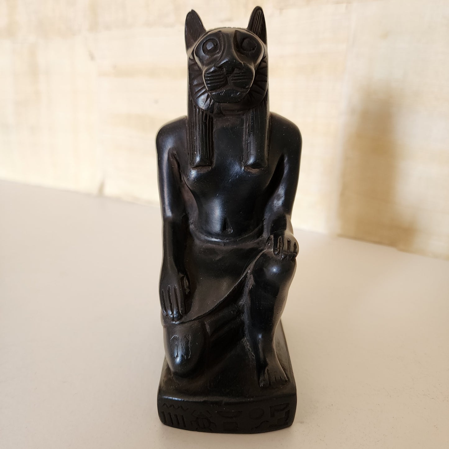 Sekhmet Goddess Statue & Scarab Beetle Hieroglyphics Egypt Figurine Healing Luck