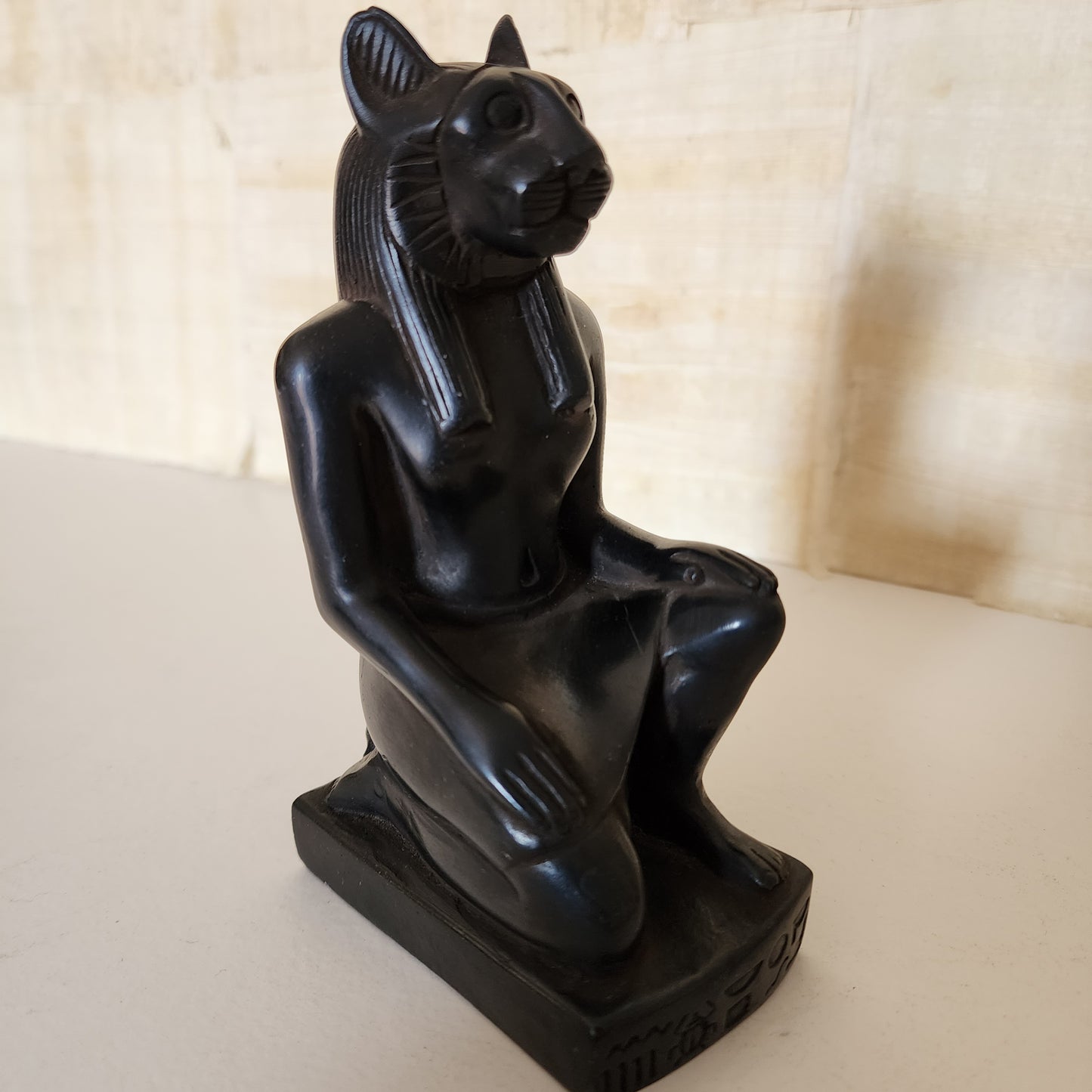 Sekhmet Goddess Statue & Scarab Beetle Hieroglyphics Egypt Figurine Healing Luck