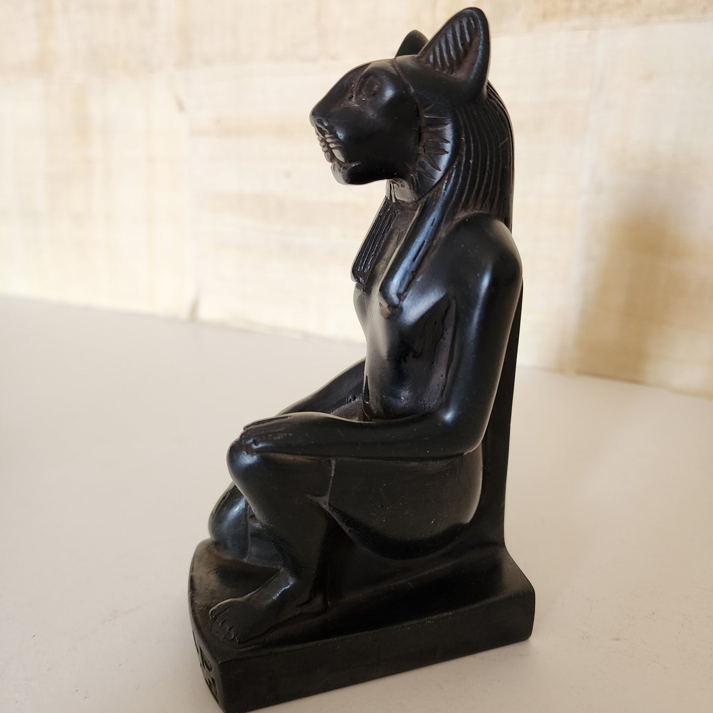 Sekhmet Goddess Statue & Scarab Beetle Hieroglyphics Egypt Figurine Healing Luck