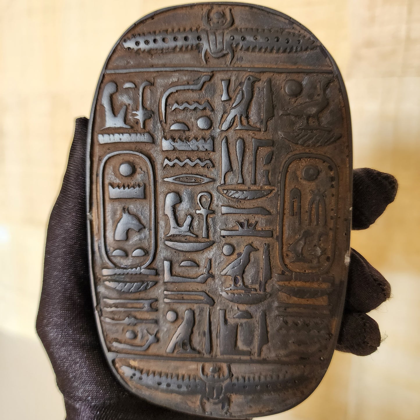 Sekhmet Goddess Statue & Scarab Beetle Hieroglyphics Egypt Figurine Healing Luck