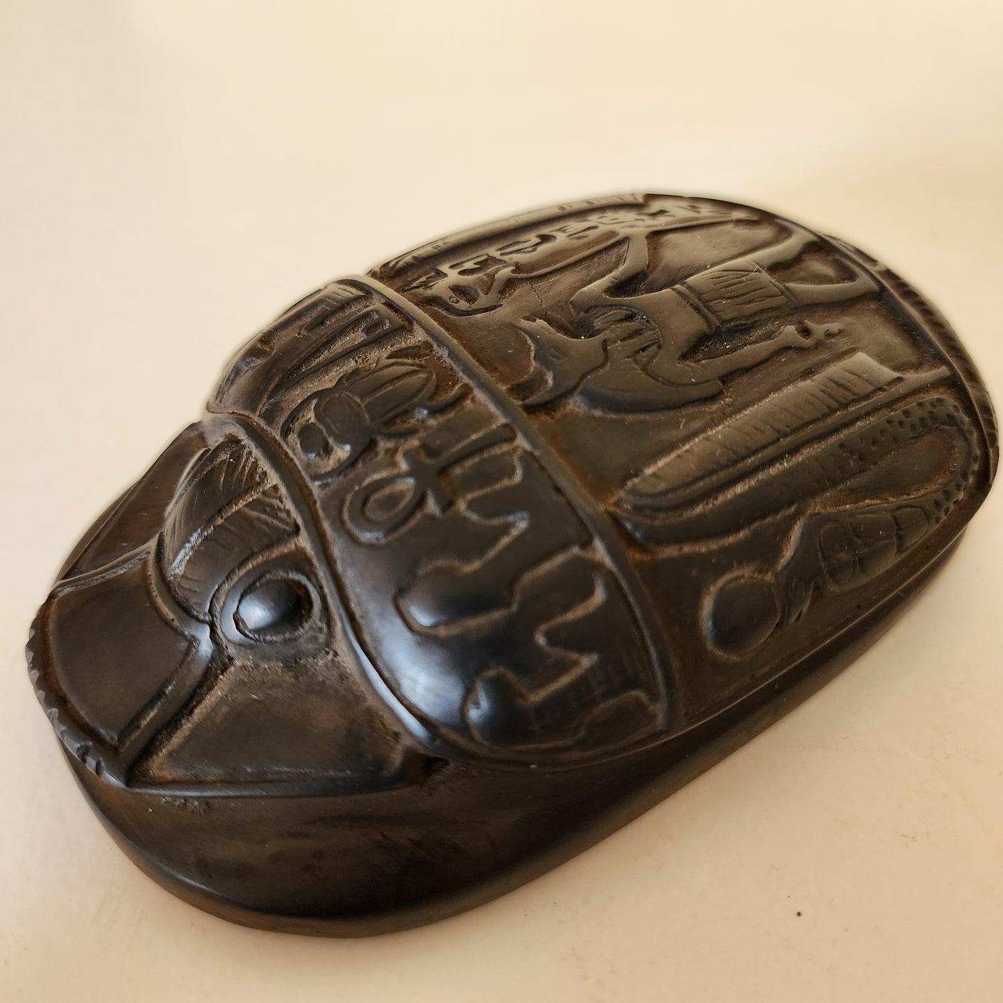 Sekhmet Goddess Statue & Scarab Beetle Hieroglyphics Egypt Figurine Healing Luck