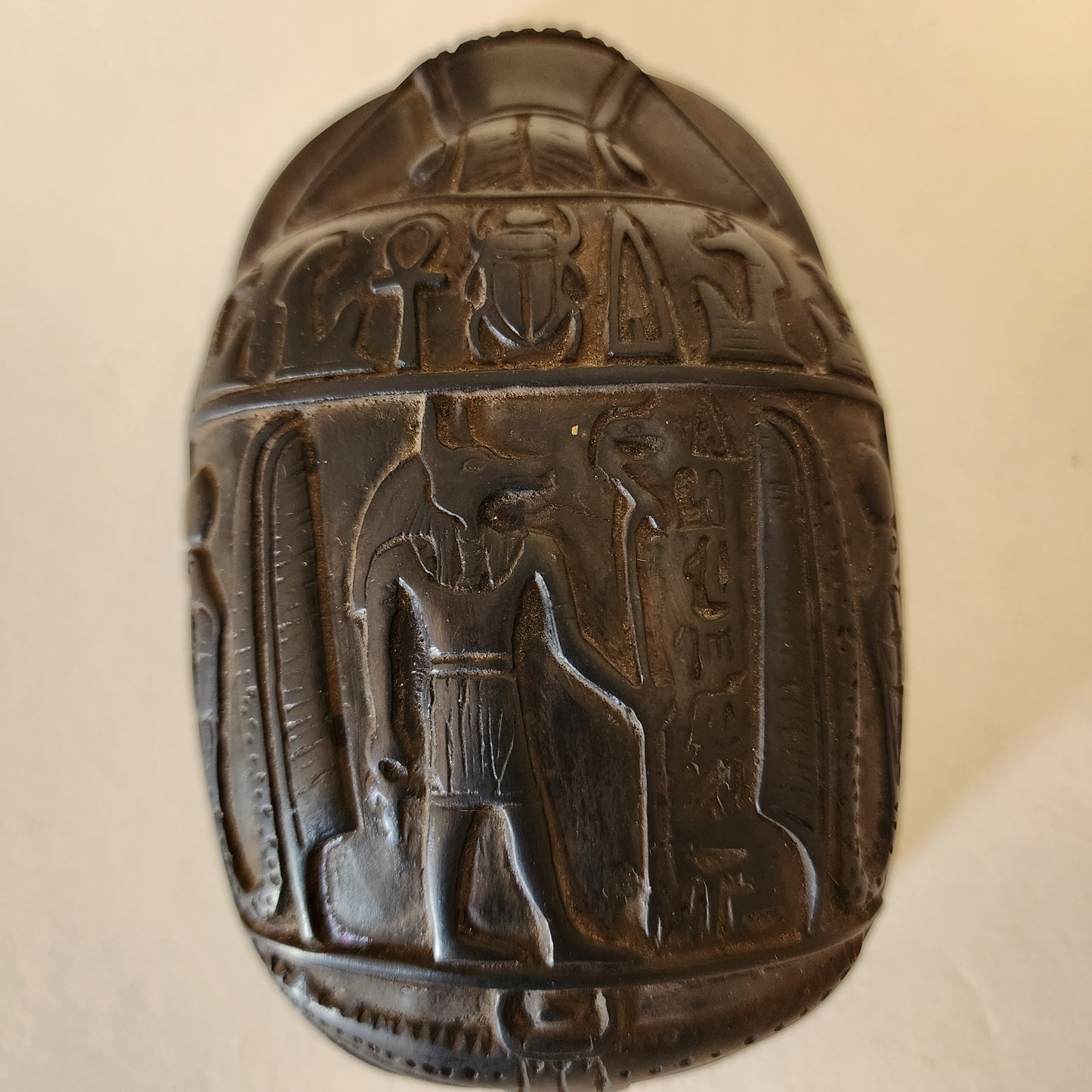 Sekhmet Goddess Statue & Scarab Beetle Hieroglyphics Egypt Figurine Healing Luck