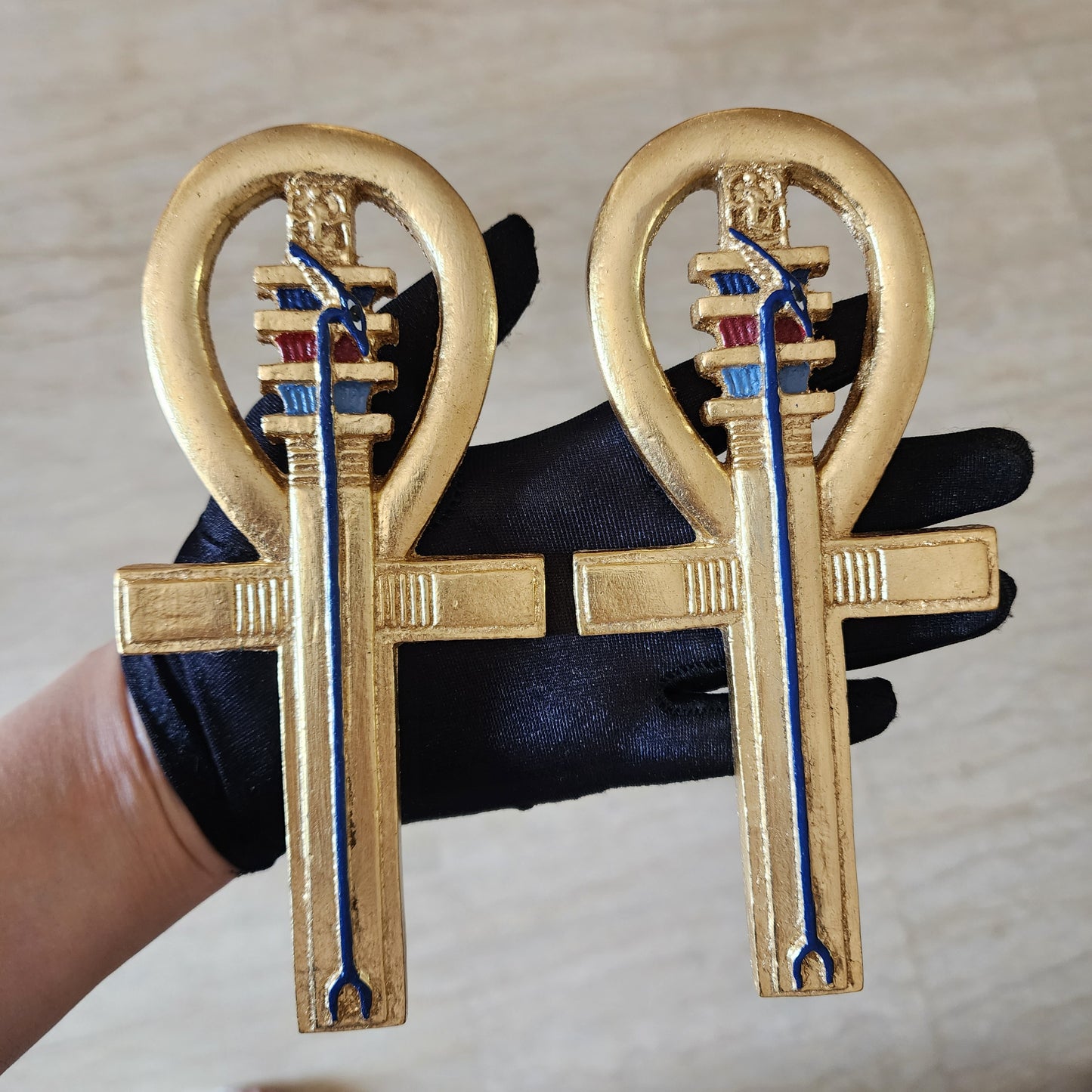 Lot of 2 Ancient Egyptian Key of Life Ankh Statue Figurine From Egypt Eternal Life