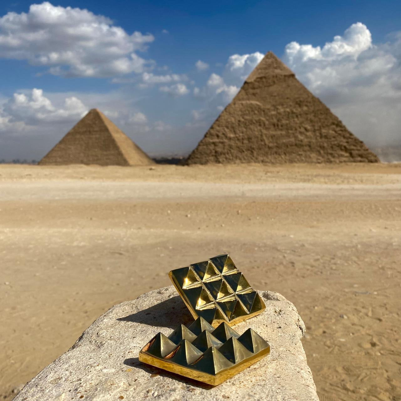 𓋹𓂀 Lot of 2 Copper Pyramid Chargers from Egypt 𓂀 Energized for Meditation, Wellness &amp; Charging 𓂀