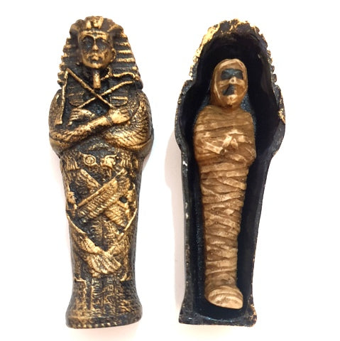 Ancient Egyptian King Tut Sarcophagi Coffin with Mummy Sarcophagus Statue