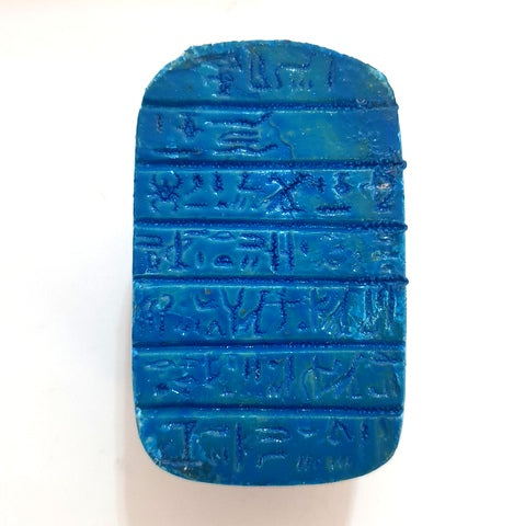 Lot of 2 Luck Ancient Egyptian Blue Golden Scarab Beetle Hieroglyphics Figurine