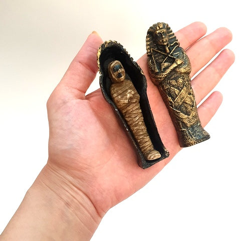 Ancient Egyptian King Tut Sarcophagi Coffin with Mummy Sarcophagus Statue