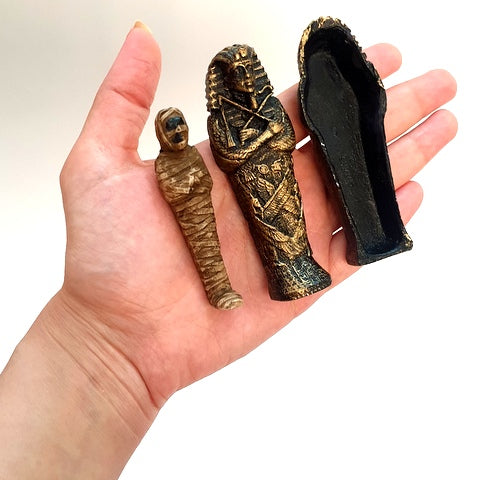 Ancient Egyptian King Tut Sarcophagi Coffin with Mummy Sarcophagus Statue